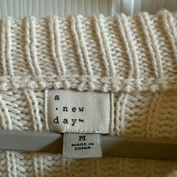 🍁 a new day: Cream Ribbed Crew Neck Sweater - Picture 2 of 5